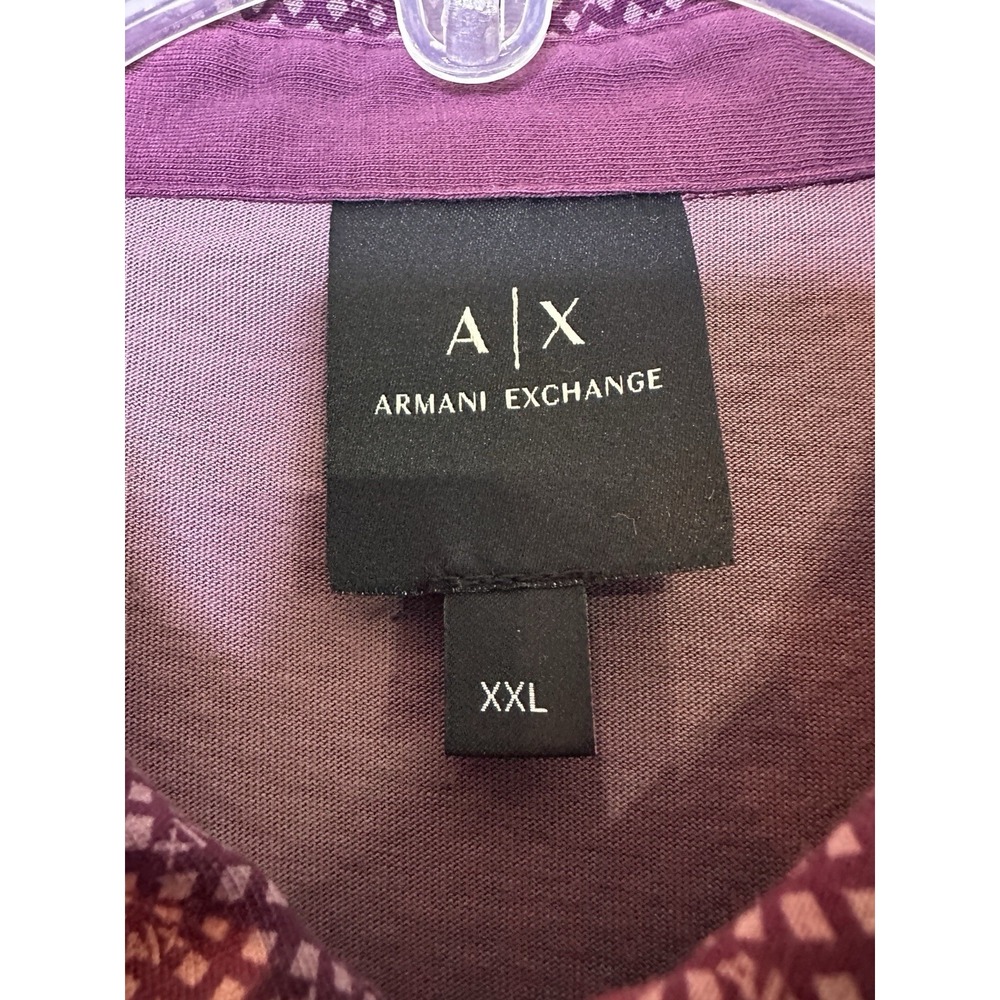 Armani Exchange A|X Mens Red All Over Micro Logo Print Stretch Polo Shirt 2XL - Picture 6 of 14